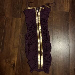 Baby Phat Plum Mini Dress with Gold detail Center